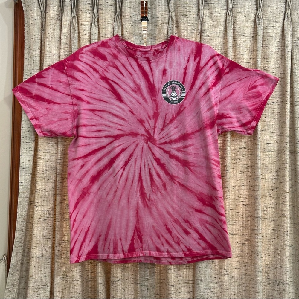 Love & Pineapples Pink Tie Dye "Happiest Camper" T-Shirt